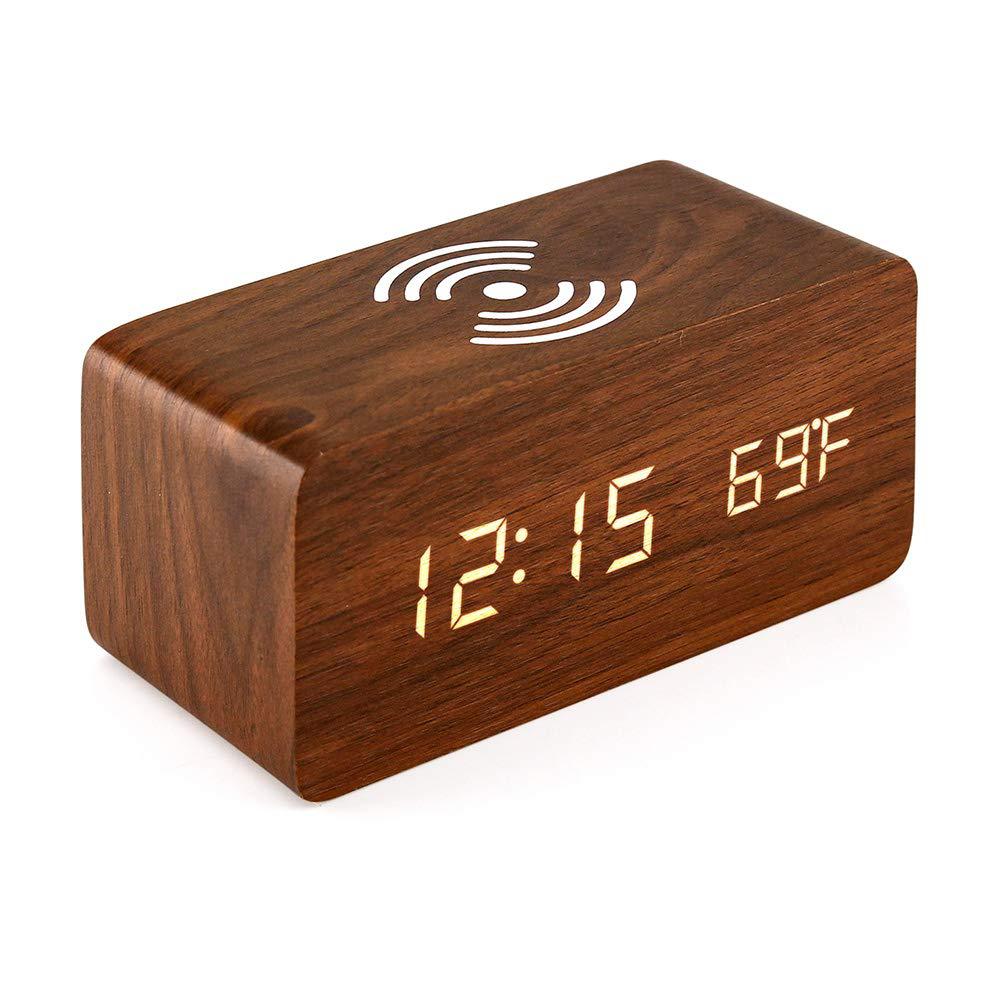 Wooden Clock with Wireless Charger