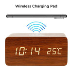 Wooden Clock with Wireless Charger