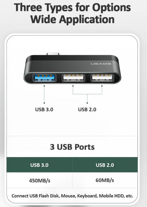 USB-C To 3-Port USB Hub - Premierity